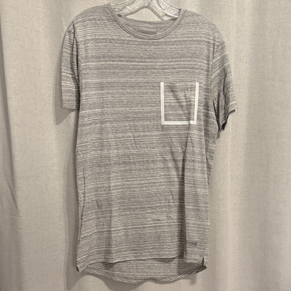 on the byas Men's Heather Gray Striped Pocket Tee